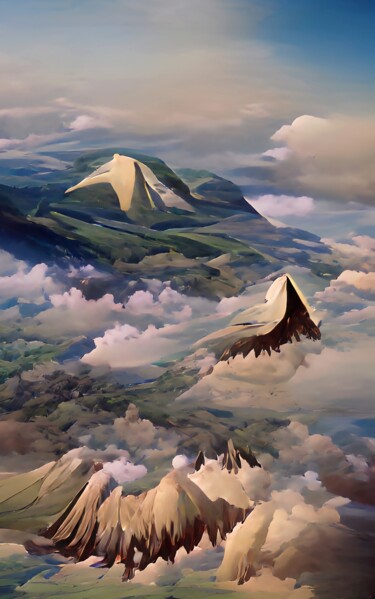 Цифровое искусство под названием "FLYING MOUNTAINS" - Mahesh Tolani, Подлинное произведение искусства, 3D моделирование