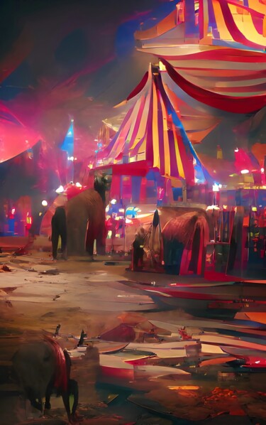 「A NIGHT IN CIRCUS 2」というタイトルのデジタルアーツ Mahesh Tolaniによって, オリジナルのアートワーク, デジタル絵画