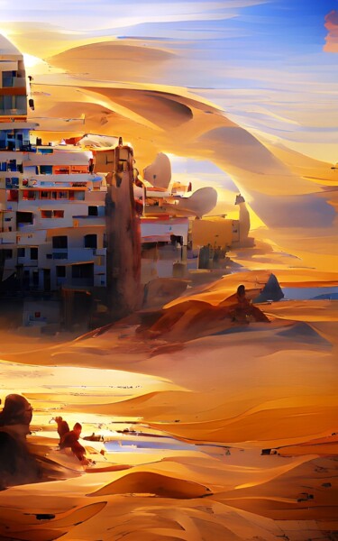 Digital Arts titled "SAND AND SUN" by Mahesh Tolani, Original Artwork, Digital Painting