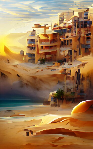 Digital Arts titled "SAND AND SUN 5" by Mahesh Tolani, Original Artwork, Digital Painting