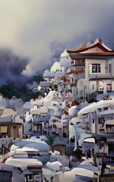 Digital Arts titled "WHITE TOWN" by Mahesh Tolani, Original Artwork, Digital Painting