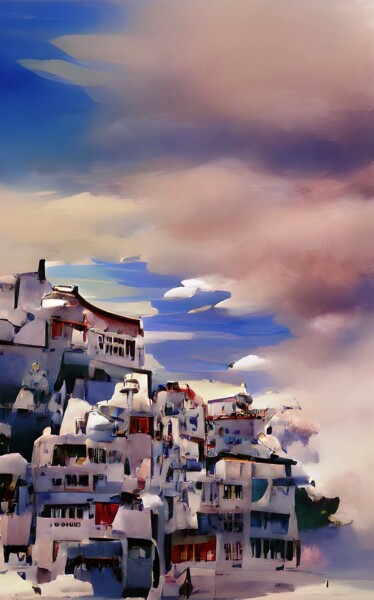 Digital Arts titled "WHITE TOWN 4" by Mahesh Tolani, Original Artwork, Digital Painting