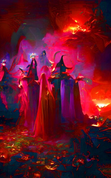 Digitale Kunst mit dem Titel "A Coven of Witches…" von Mahesh Tolani, Original-Kunstwerk, Digitale Malerei