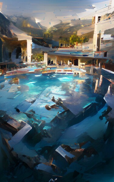 Artes digitais intitulada "SWIMMING POOL 5" por Mahesh Tolani, Obras de arte originais, Pintura digital