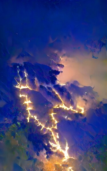 Digitale Kunst getiteld "lightening in sky 3" door Mahesh Tolani, Origineel Kunstwerk, Digitaal Schilderwerk