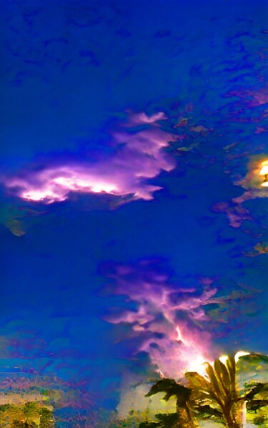 Digital Arts titled "lightening in sky 5" by Mahesh Tolani, Original Artwork, Digital Painting