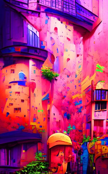 Artes digitais intitulada "COLOURFUL WALLS 5" por Mahesh Tolani, Obras de arte originais, Pintura digital