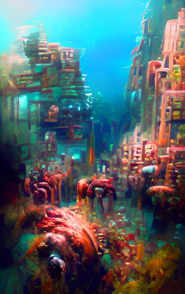 Цифровое искусство под названием "BOTTOM OF SEA" - Mahesh Tolani, Подлинное произведение искусства, Цифровая живопись