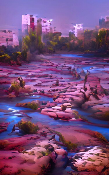 Digital Arts titled "RIVER BEDS" by Mahesh Tolani, Original Artwork, Digital Painting