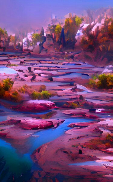 Digital Arts titled "RIVER BEDS 2" by Mahesh Tolani, Original Artwork, Digital Painting