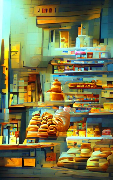 Arte digital titulada "BAKERY SHOP 3" por Mahesh Tolani, Obra de arte original, Pintura Digital