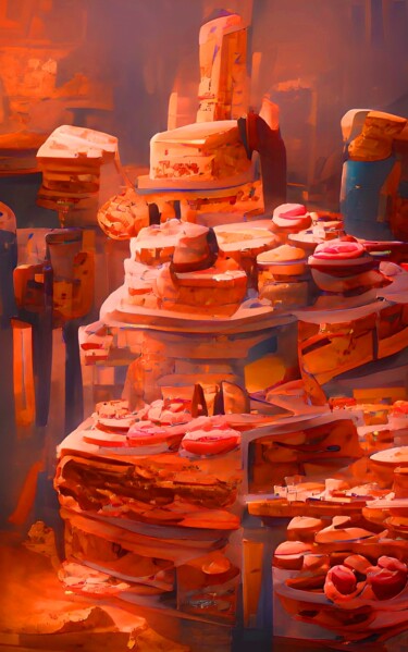 Digital Arts titled "BAKERY SHOP 4" by Mahesh Tolani, Original Artwork, Digital Painting