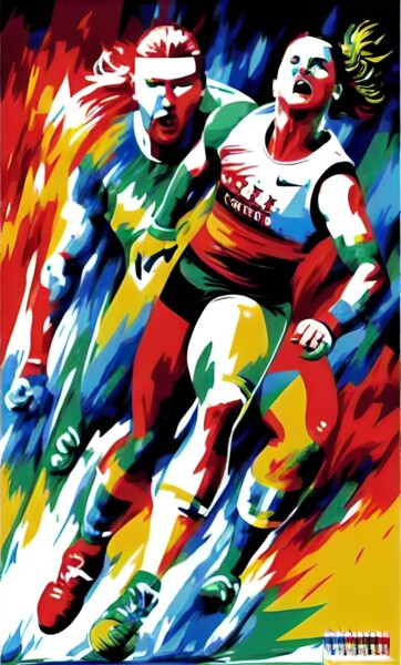 Arte digital titulada "Dynamic Duo: Sprint…" por Mahesh Tolani, Obra de arte original, Collages digitales