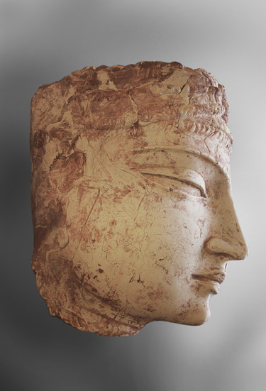 Skulptur mit dem Titel "Inclined Face" von Mahesh Anjarlekar, Original-Kunstwerk, Keramik