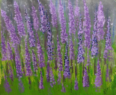 Painting titled "Lavender Field.jpg" by Mahfuzur Rahman, Original Artwork, Acrylic