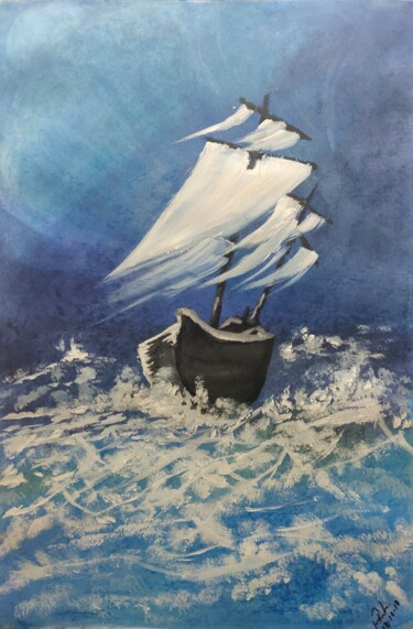 Painting titled "The Surviving Ship.…" by Mahfuzur Rahman, Original Artwork, Acrylic