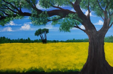 Painting titled "The Mustard Field.j…" by Mahfuzur Rahman, Original Artwork, Acrylic