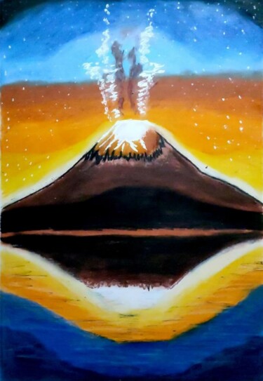 Painting titled "The Volcano.jpg" by Mahfuzur Rahman, Original Artwork, Pastel