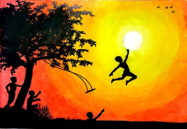 Painting titled "Touch the Sun.jpg" by Mahfuzur Rahman, Original Artwork, Pastel