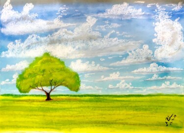 Peinture intitulée "Lonely Wide Open.jpg" par Mahfuzur Rahman, Œuvre d'art originale, Pastel