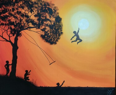 Malerei mit dem Titel "The Blustery Childh…" von Mahfuzur Rahman, Original-Kunstwerk, Acryl