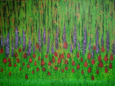绘画 标题为“Wild Garden” 由Mahfuzur Rahman, 原创艺术品, 丙烯 安装在木板上