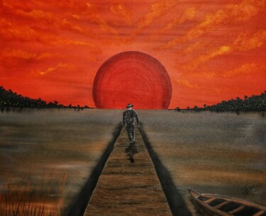 Painting titled "Will be Back" by Mahfuzur Rahman, Original Artwork, Acrylic Mounted on Wood Panel