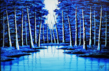 Pintura titulada "Into the Blue" por Mahfuzur Rahman, Obra de arte original, Acrílico Montado en Panel de madera