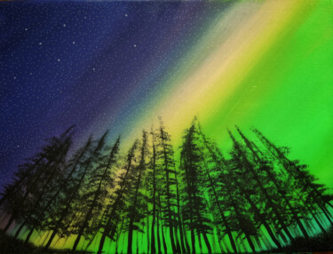 Картина под названием "Northern Light" - Mahfuzur Rahman, Подлинное произведение искусства, Акрил Установлен на Деревянная п…