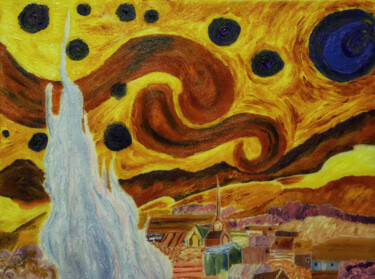 Pittura intitolato "Inverted Starry Nig…" da Mahfuzur Rahman, Opera d'arte originale, Acrilico Montato su Telaio per barella…