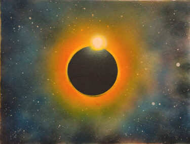 Painting titled "Solar Eclipse" by Mahfuzur Rahman, Original Artwork, Spray paint