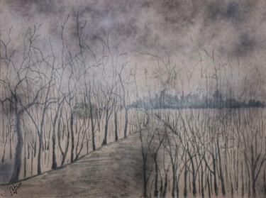 绘画 标题为“Dark Mist” 由Mahfuzur Rahman, 原创艺术品, 丙烯 安装在木板上