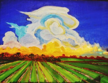 Malerei mit dem Titel "The Blowing Sky" von Mahfuzur Rahman, Original-Kunstwerk, Acryl