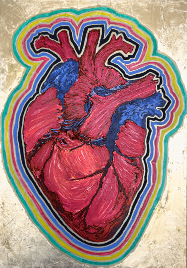Painting titled "One Heart" by Mahfuzur Rahman, Original Artwork, Acrylic