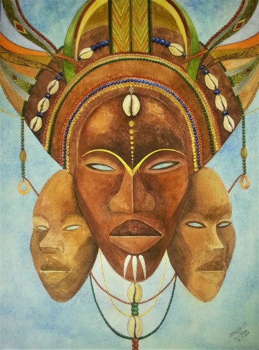 Painting titled "Inspiration" by Mahlet Gebre, Original Artwork, Watercolor