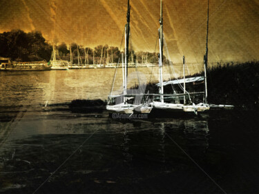 Arte digitale intitolato "2 boats" da Mahmoud Abdel-Fatah, Opera d'arte originale, Fotomontaggio