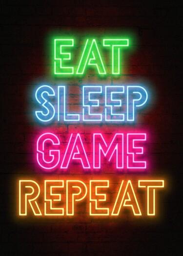 Arte digital titulada "Eat sleep game repe…" por Mahmood Maher, Obra de arte original, Pintura Digital