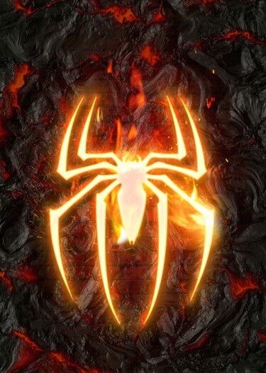 Arts numériques intitulée "spider man logo" par Mahmood Maher, Œuvre d'art originale, Peinture numérique