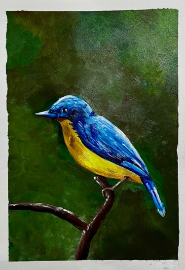 Painting titled "Blue Bird" by Mahmud Awang, Original Artwork, Acrylic