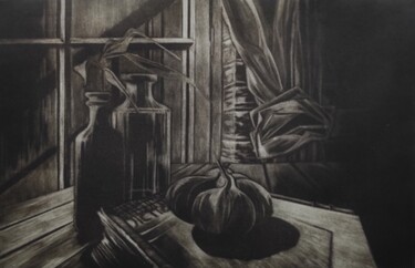 La tête d'ail Gravures & estampes intitulée "La tête d'ail" par Dominique Keruzec (Maho), Œuvre d'art originale, Gravure