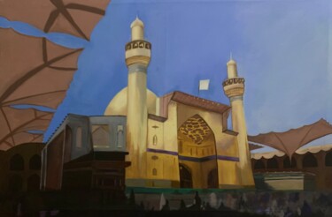 Картина под названием "Mosque Of Hazrat Ali" - Mahrukh Iftikhar, Подлинное произведение искусства, Акрил Установлен на Дерев…