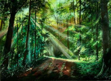 Pittura intitolato "A walk in the Forest" da Mahrukh Iftikhar, Opera d'arte originale, Acrilico