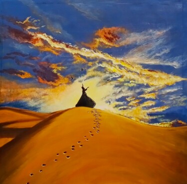 Peinture intitulée "Rumi Art Sky Line" par Mahrukh, Œuvre d'art originale, Acrylique