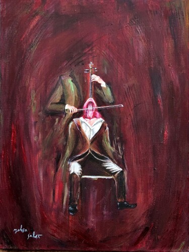 Painting titled "Violin" by Mahsa Sabet, Original Artwork, Oil