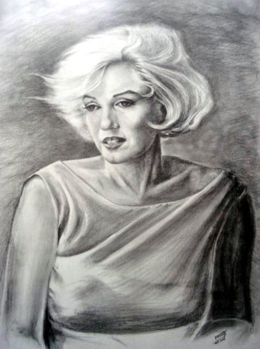 Dessin intitulée "Marilyn" par Mahtab, Œuvre d'art originale, Autre