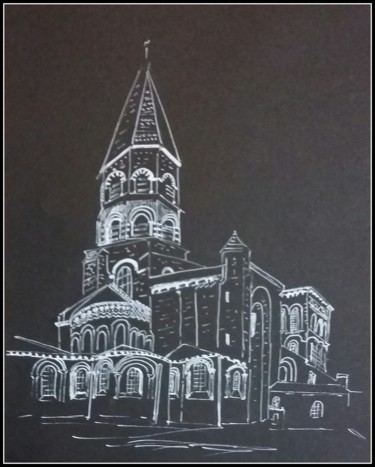 Drawing titled "basilique romane" by Maï Laffargue, Original Artwork