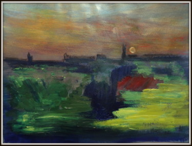 Peinture intitulée "couchant à Lille" par Maï Laffargue, Œuvre d'art originale, Autre