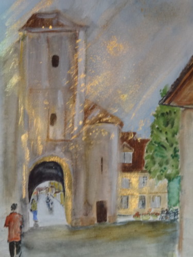 Картина под названием "village du Sud-oues…" - Maï Laffargue, Подлинное произведение искусства, Акварель