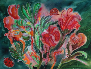 Painting titled "Désirs de fleurs 1" by Maï Laffargue, Original Artwork
