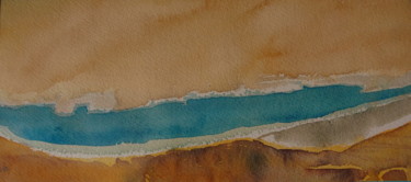 Painting titled "Fleuve et désert" by Maï Laffargue, Original Artwork, Watercolor